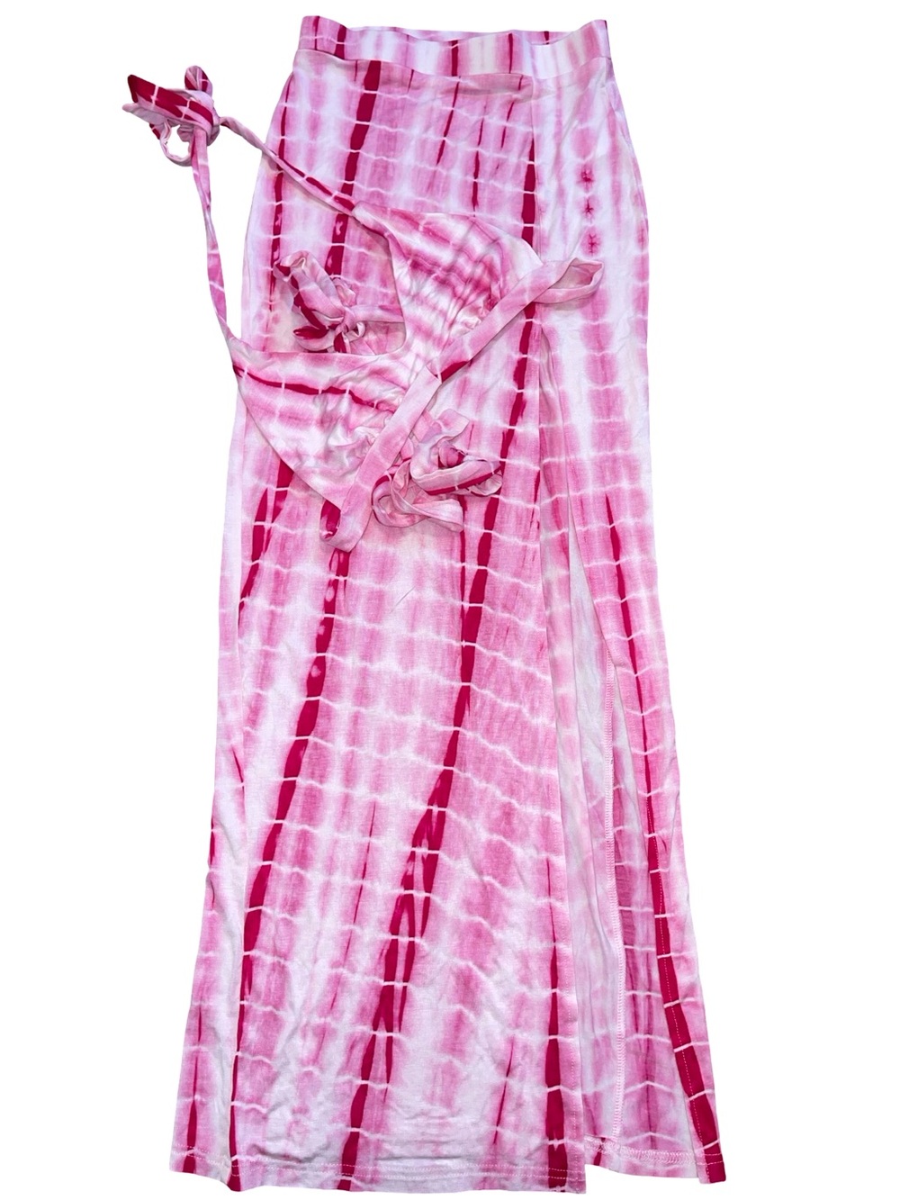 SHEIN Pink & White Tie-Dye 2-Piece Set - Halter Top & High Slit Maxi Skirt